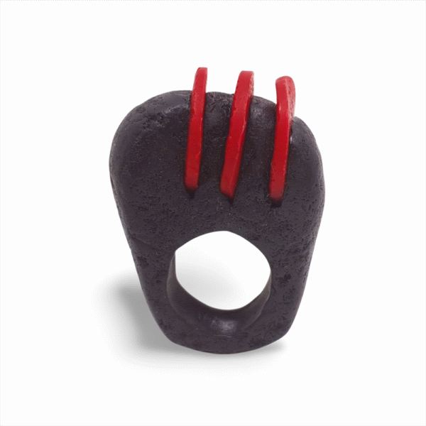 Anel Vulcano Preto e Vermelho